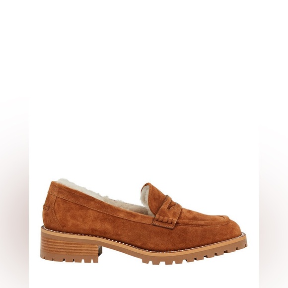 Jimmy Choo Deanna Shearling-Lined Suede Loafers - Picture 2 of 8